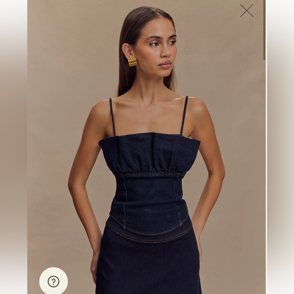 NWT Cecilia Denim Frill Corset - Indigo Blue